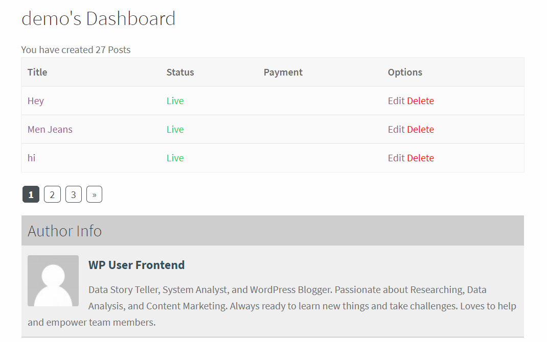 Create Customized Frontend Dashboard