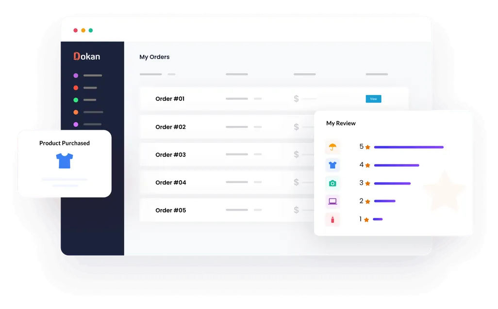 The Dokan customer dashboard