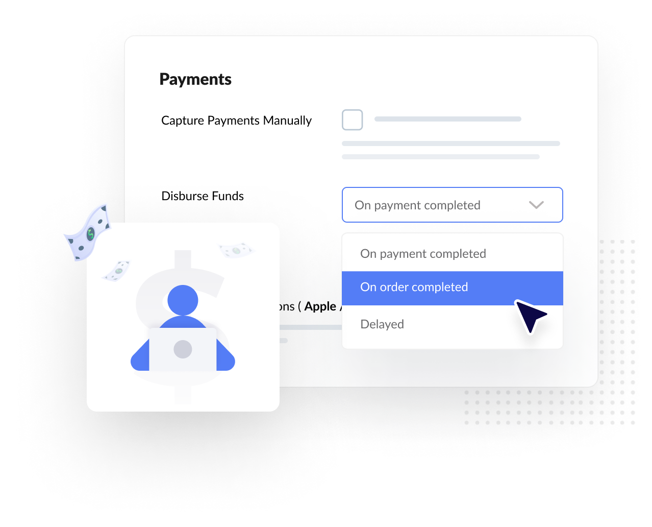 Options for Admin to Set <br>Payment Disbursements
