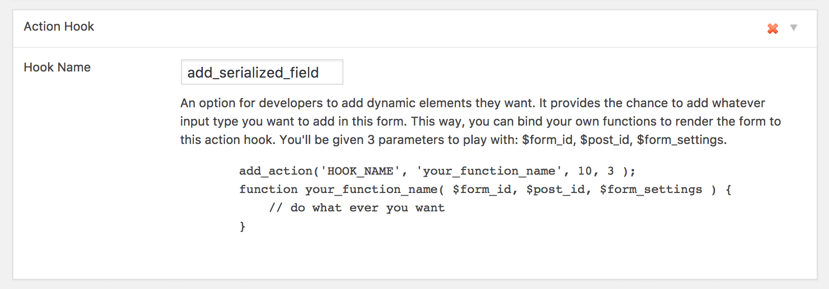 Action Hook Fields