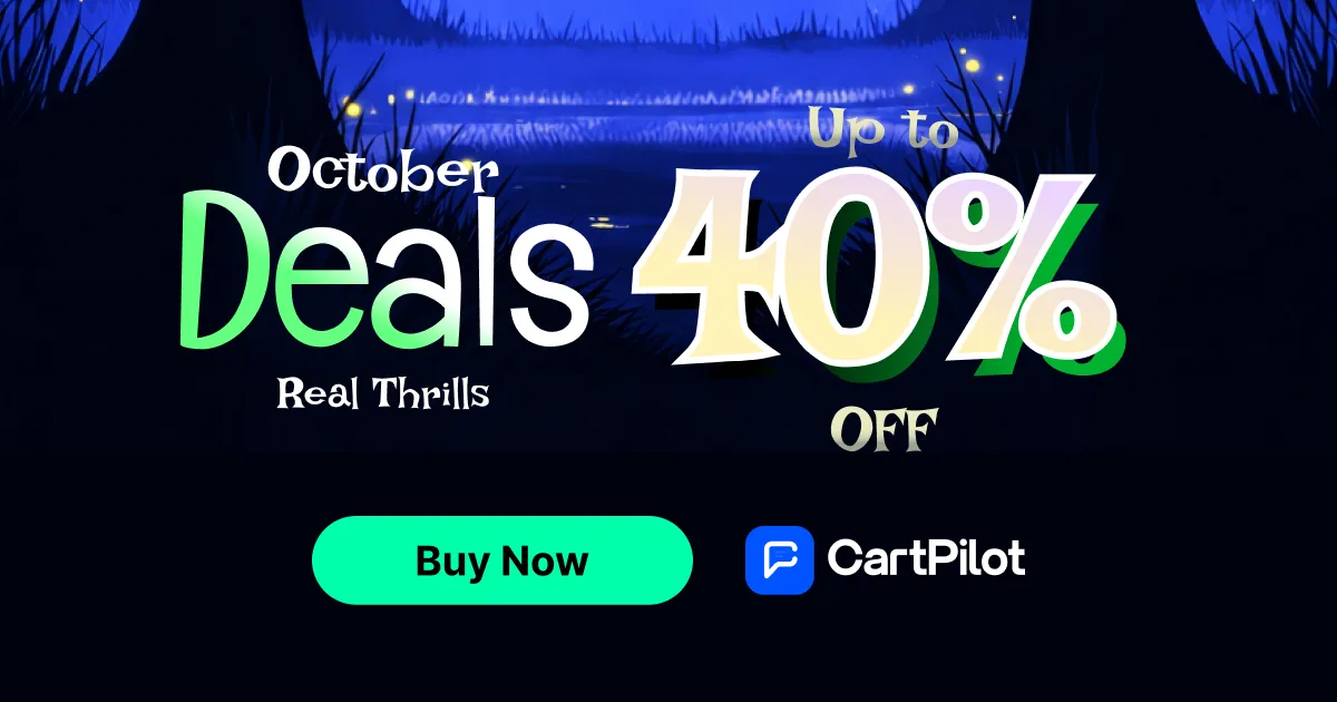 CartPilot AI sales agent for WooCommerce and Shopify Halloween deal banner, up to 30% off