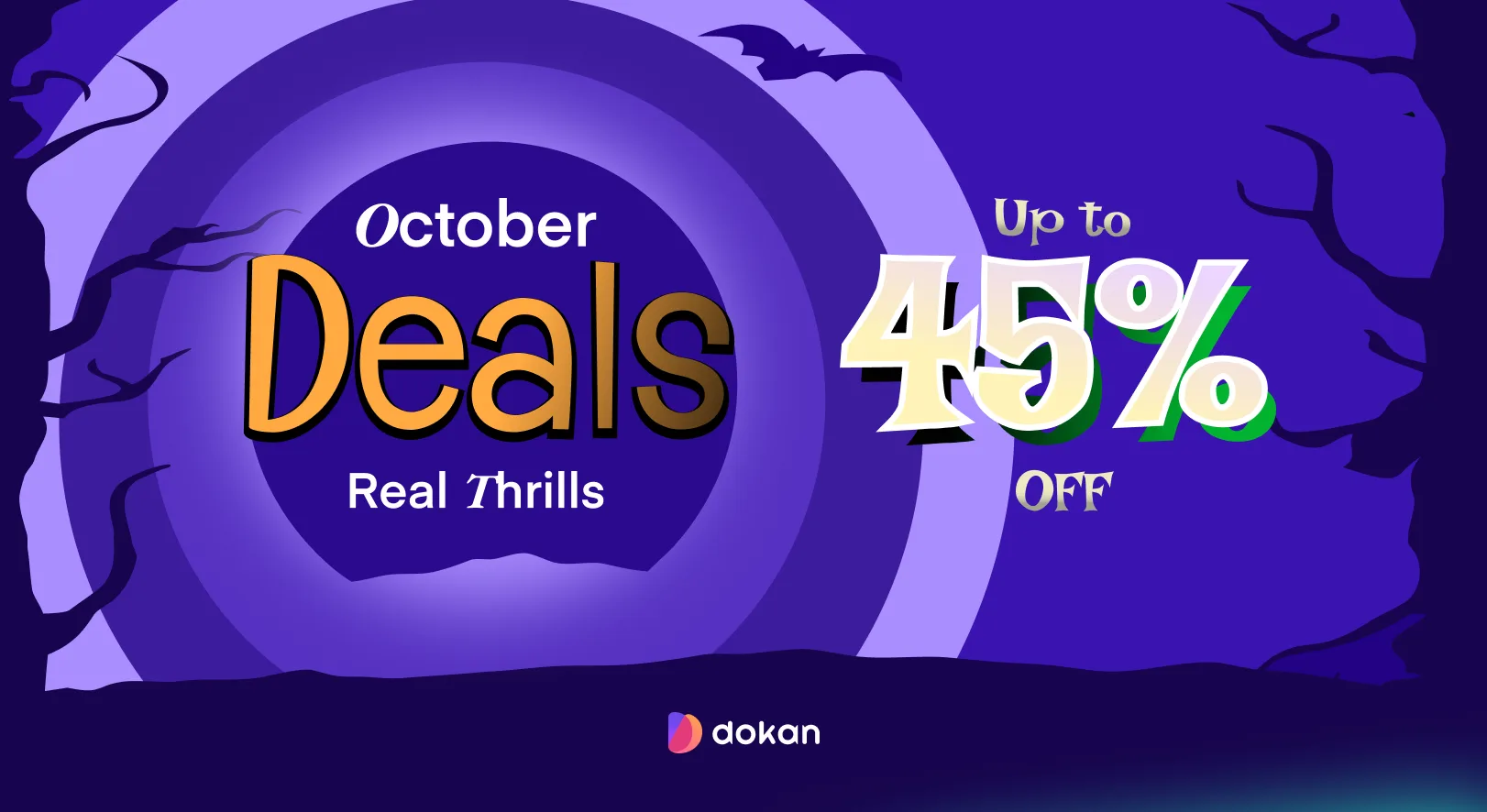 Dokan WordPress multivendor marketplace plugin Halloween deal banner, up to 45% off