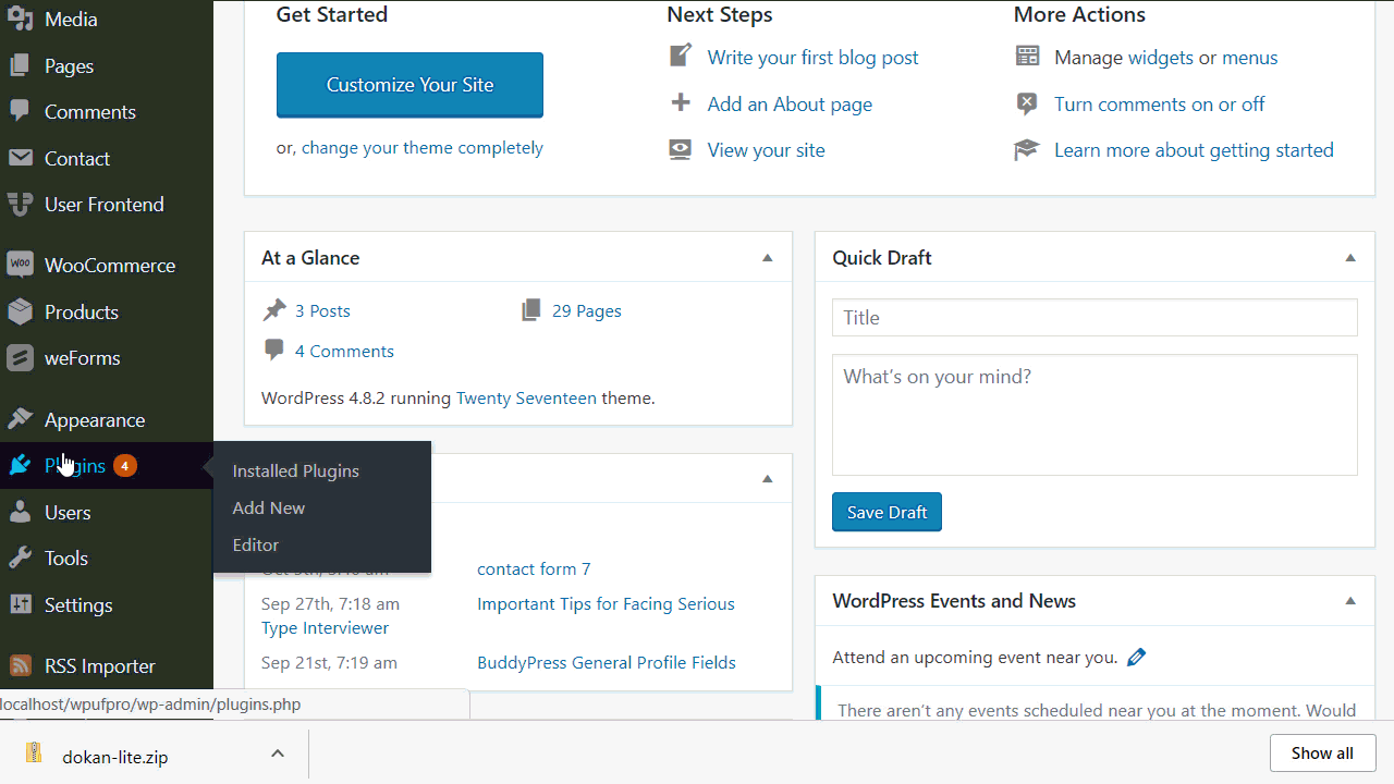 Login to your site (wp-admin), install Dokan