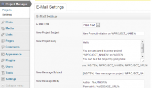 Admin Settings Area
