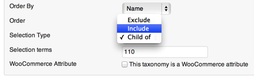 Taxonomy exclude, include and child-of feature