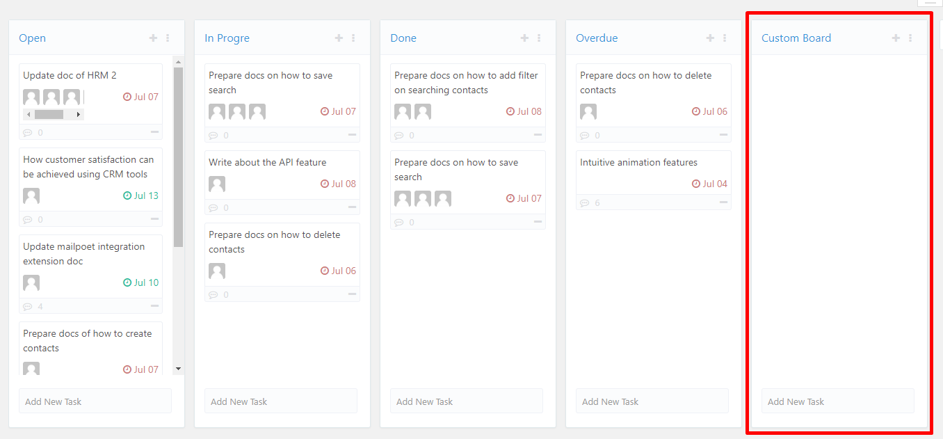 Custom board- Customizing boards (Renaming, Adding and Deleting)