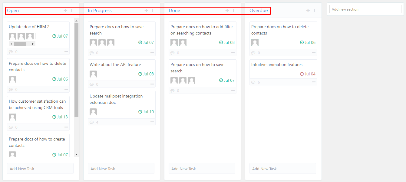 default boards of Kanban