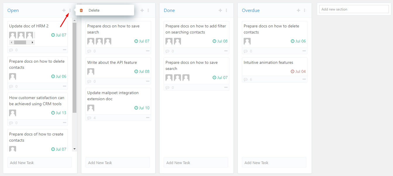 Delete button- Customizing boards (Renaming, Adding and Deleting)