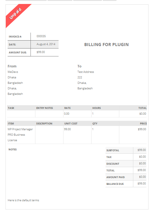 Invoicing with WordPress by WP Project Manager and Invoice - weDevs