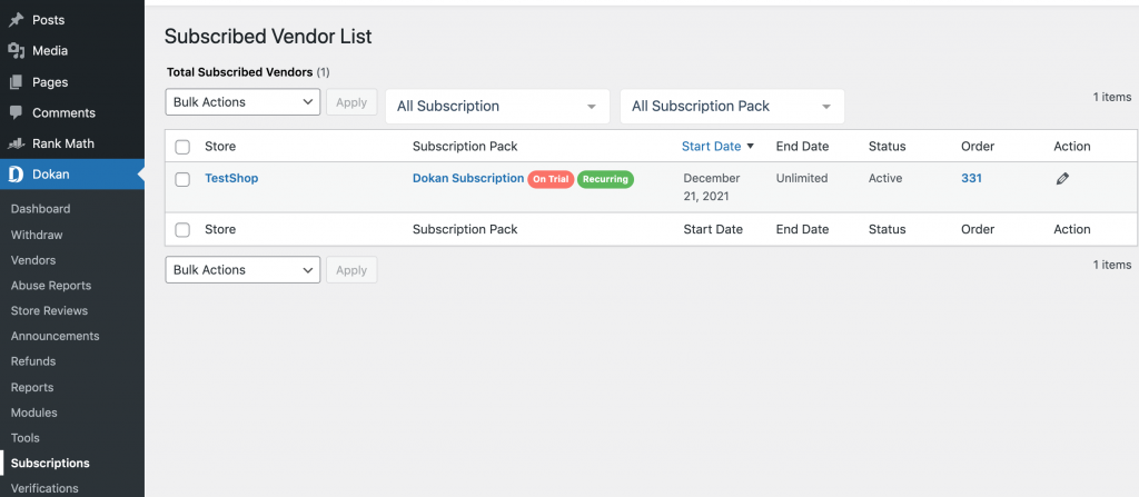 this is a screenshot of the subscriptions