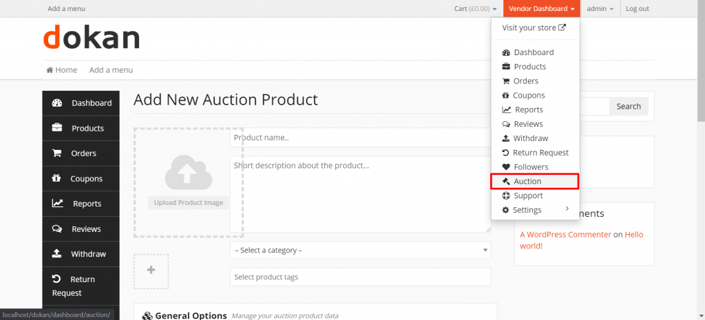 this is a screenshot of Auction