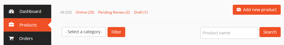 A screenshot of Dokan product search feature in product listing page