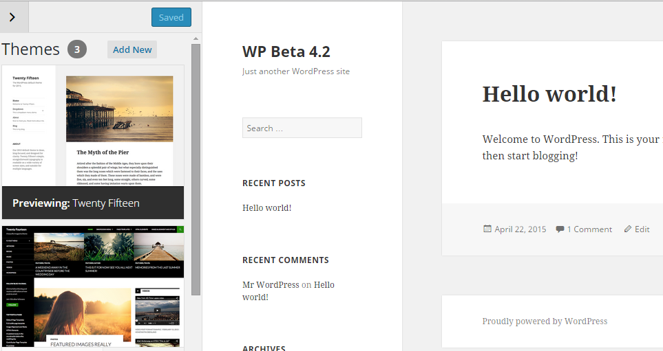 theme customizer wordpress 4.2