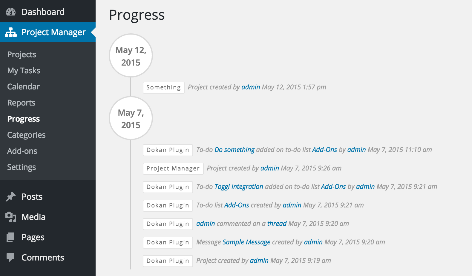 Project Manager Progress