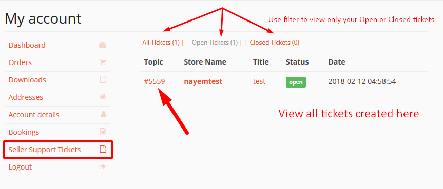 this is a screenshot of seller support tickets