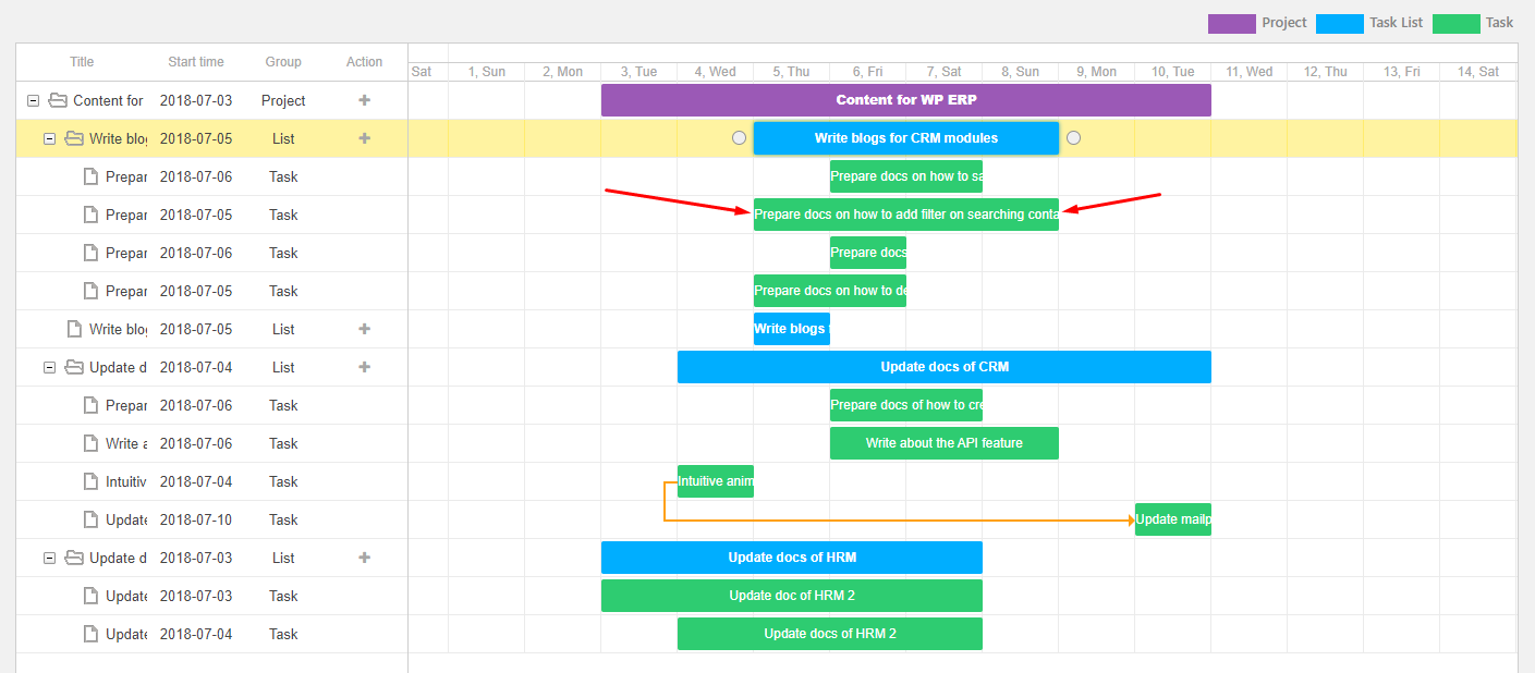 Set deadlines for projects