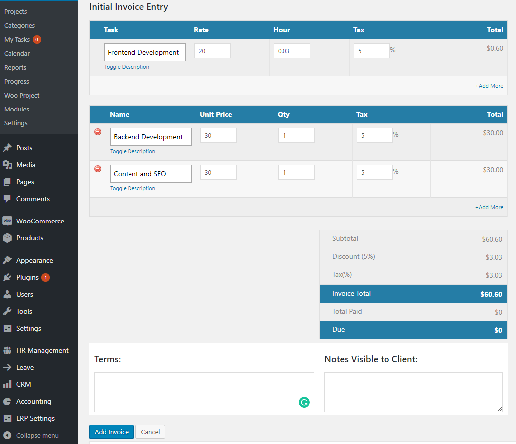 How to create an invoice with WPPM