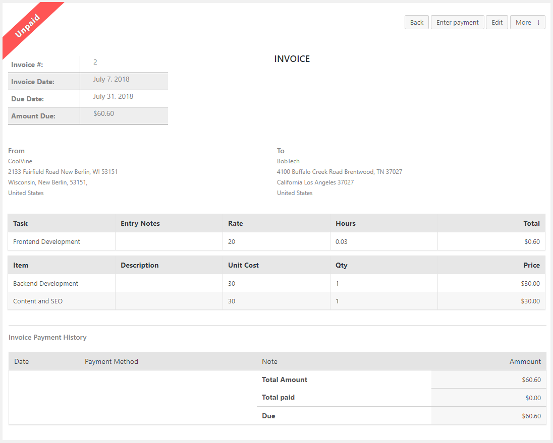 Show Invoices on Front-End