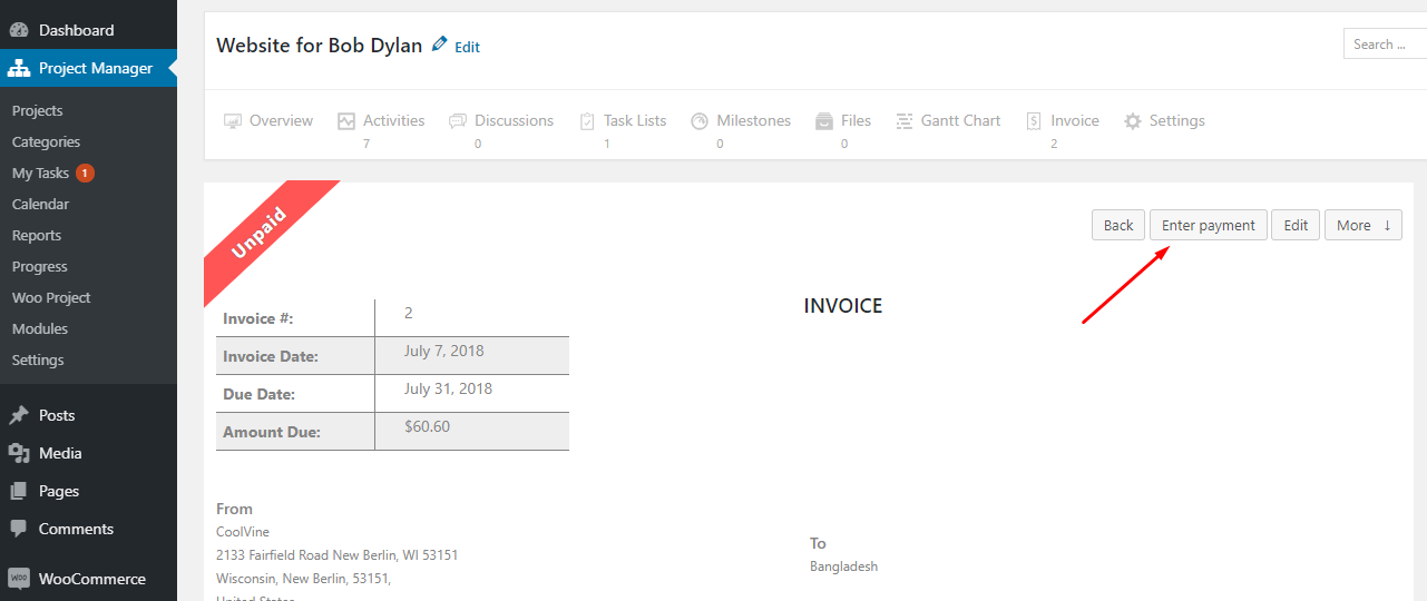Show Invoices on Front-End