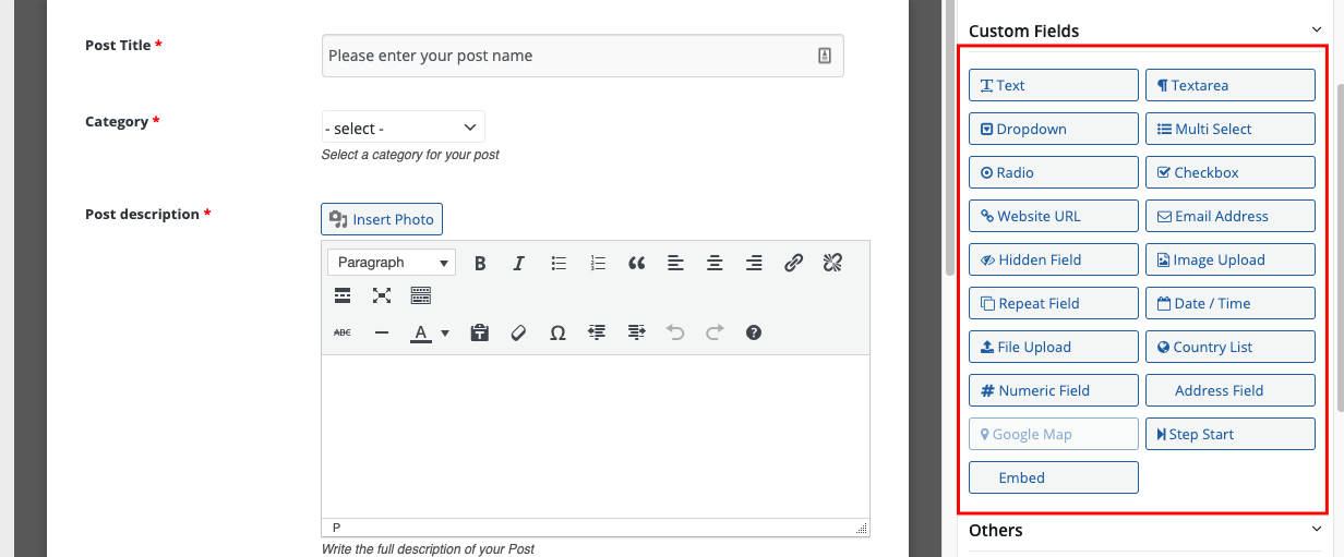 Custom Post Form Fields