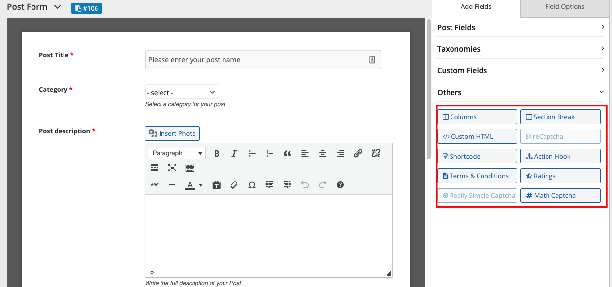 Other post form fields