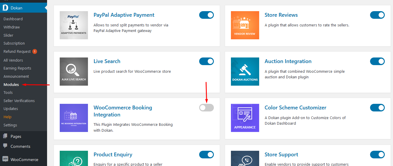 this is a screenshot of the Dokan WooCommerce Booking Module