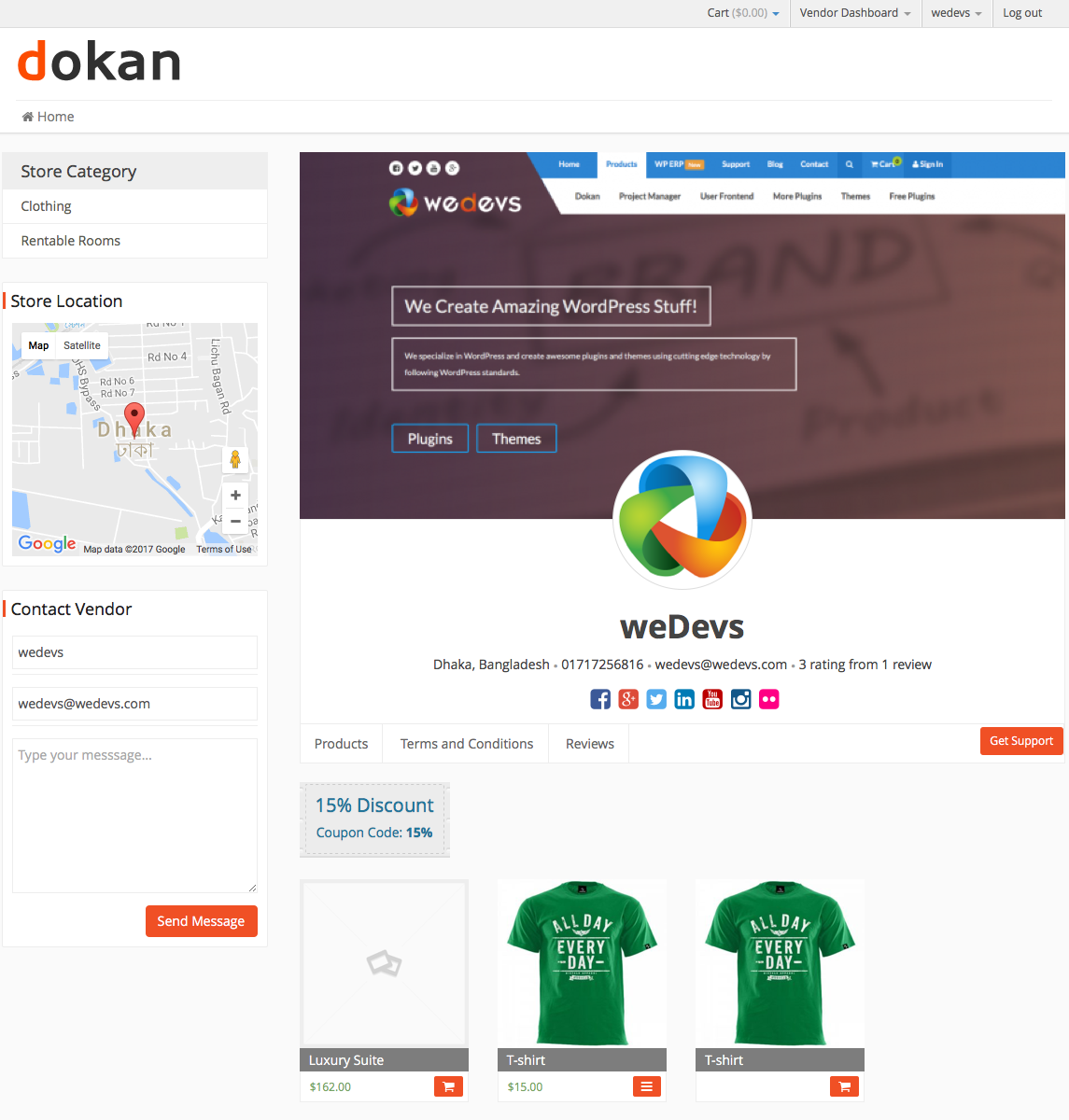 Dokan storefront