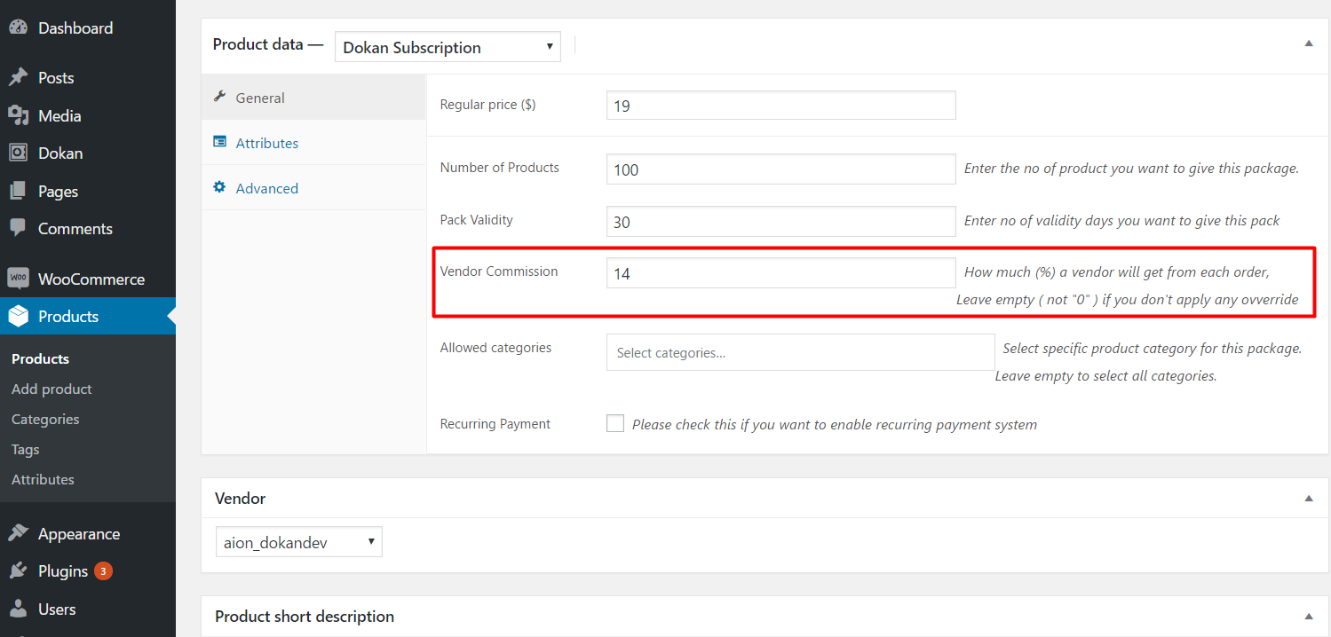 A screenshot of configuring different commission rates