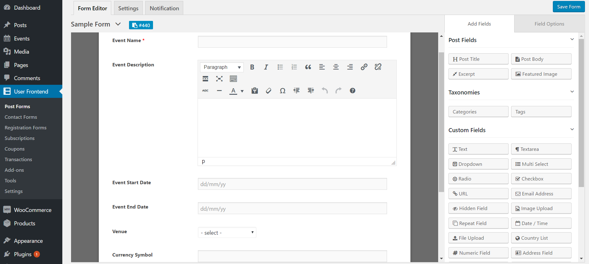 Post form. Add Post. Create Post form. Frontend UI.