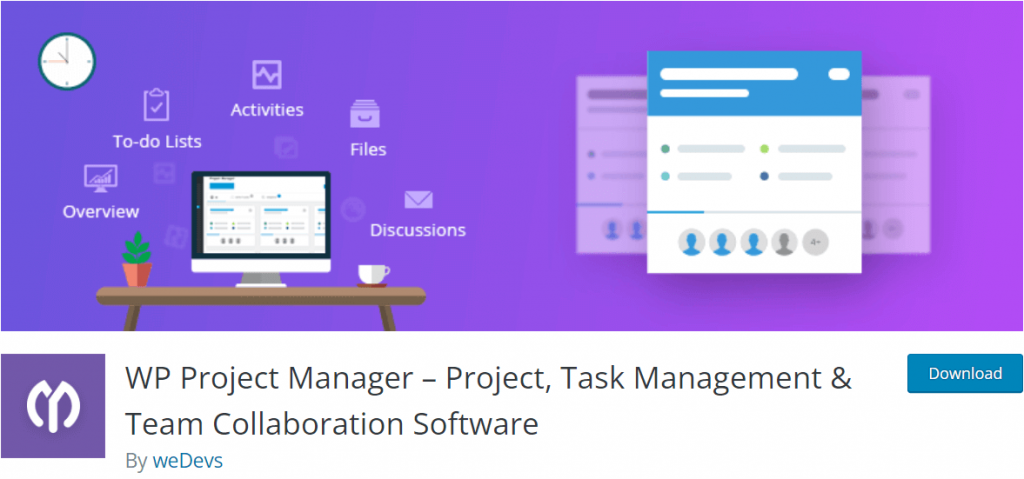 wp project manager home page overview
