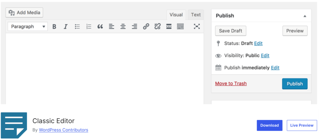 This is an image of the Classic Editor - Most popular WordPress plugin