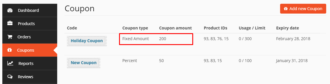 Fixed amount discount