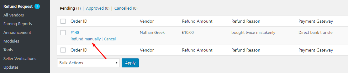 this is a screenshot of Choose the refund method