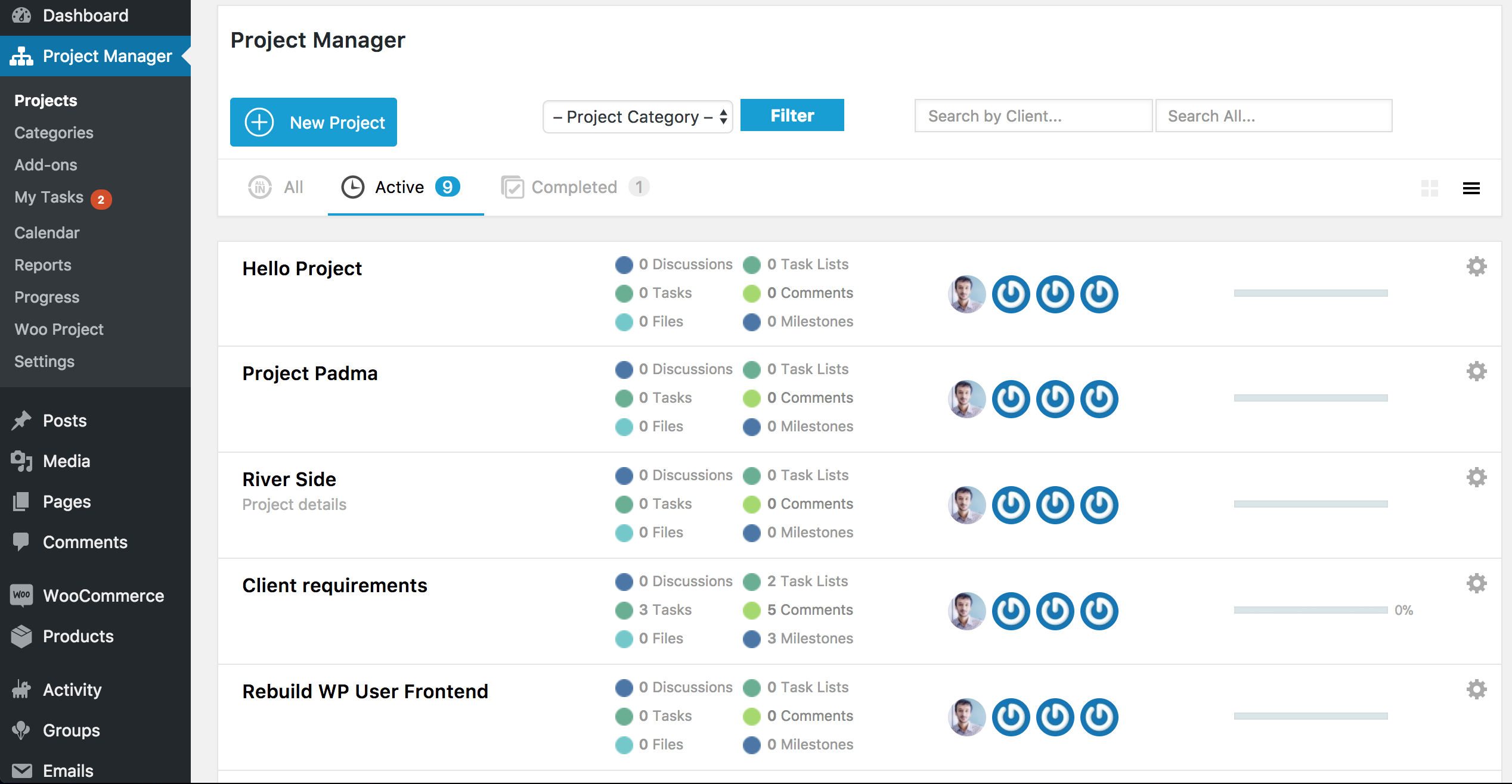 WP Project Manager BuddyPress Configuration