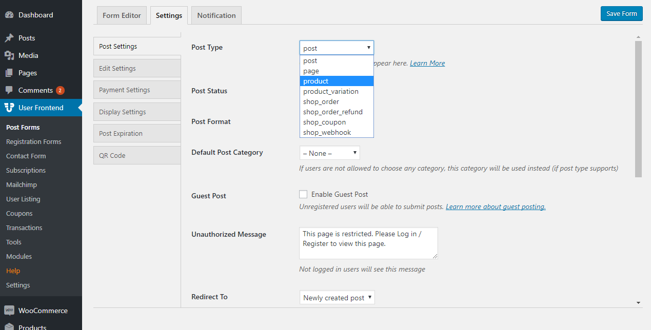 Setting Post Status