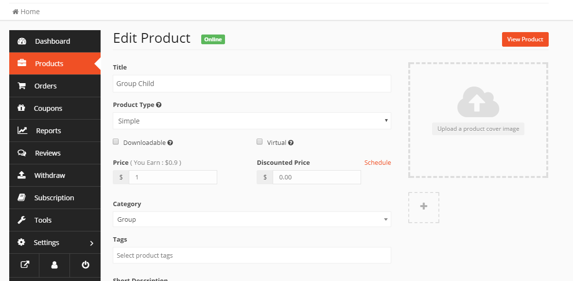 This image shows Dokan edit product options 