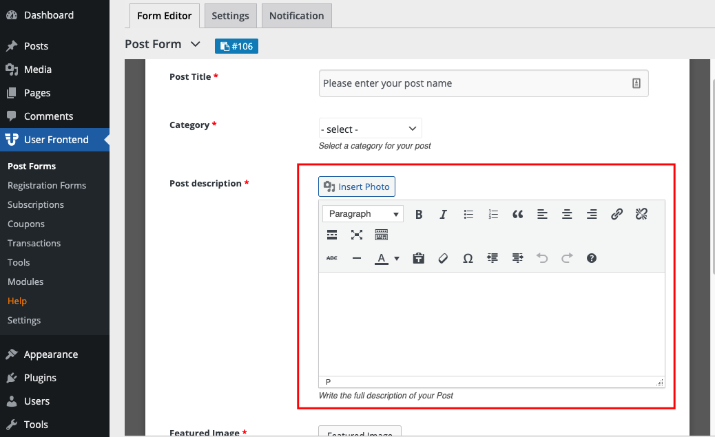 Form visibility option