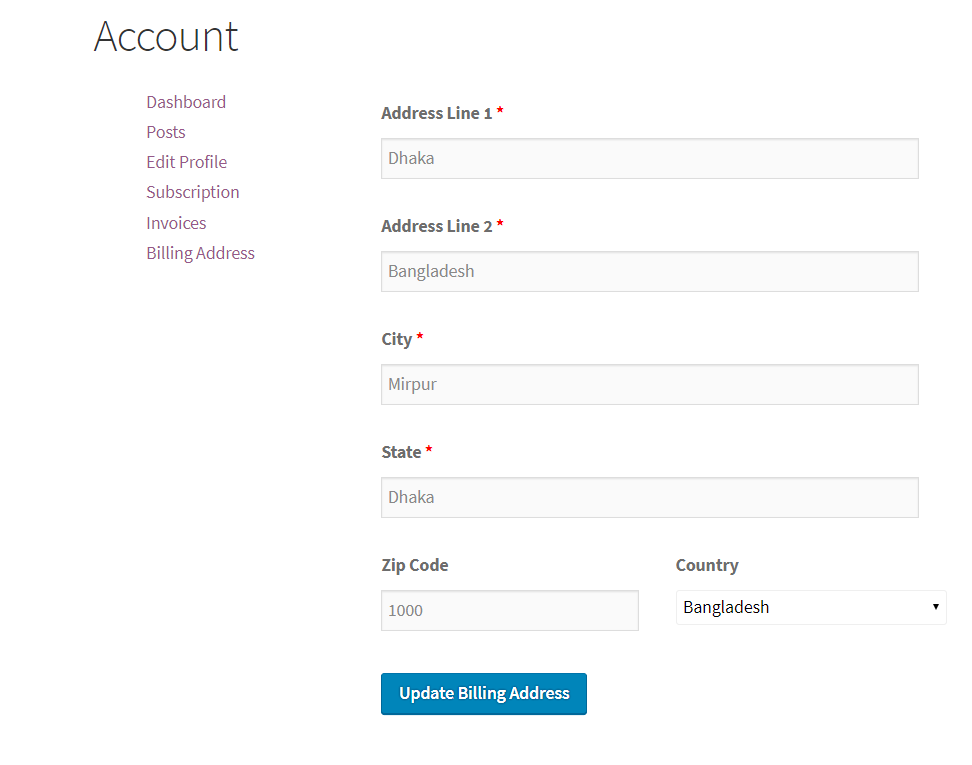 Account details