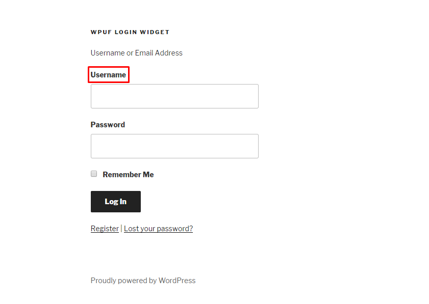 WPUF login widget