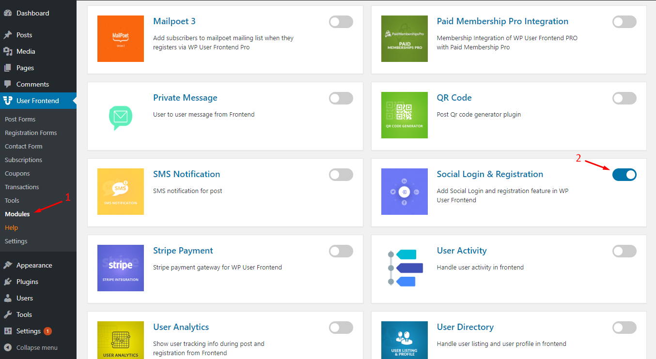 Activating Social Login and Registration