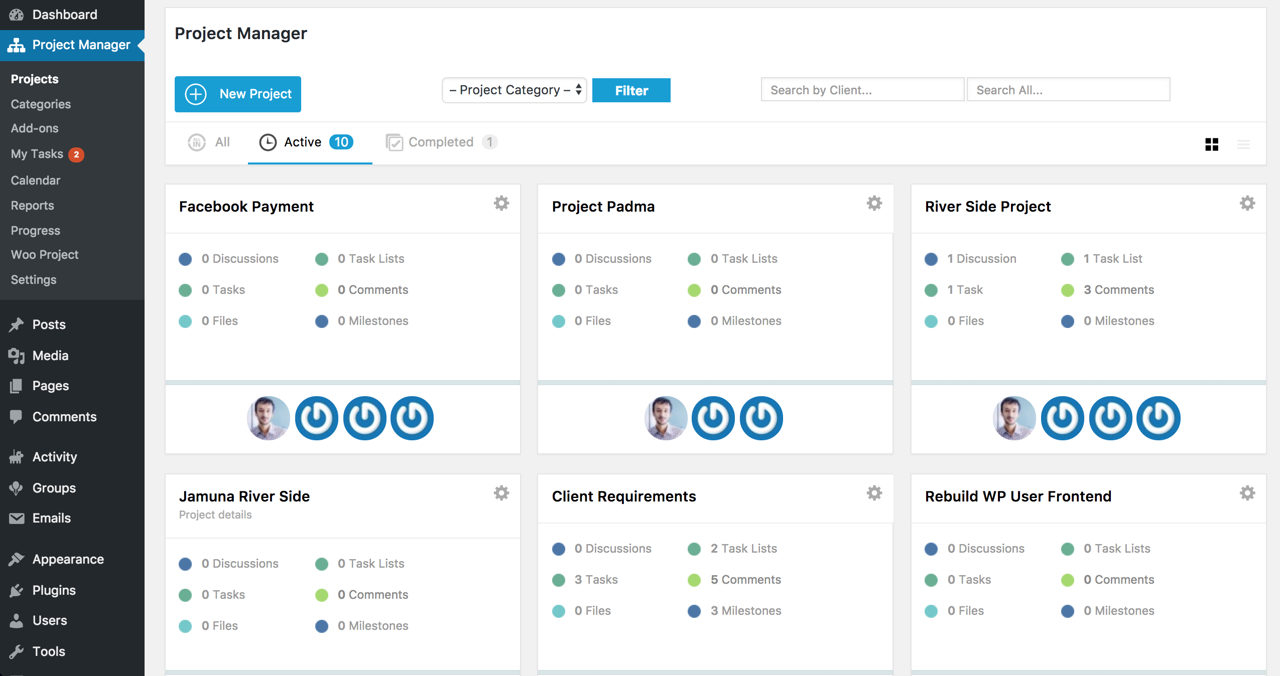 WordPress Frontend Project Management solution