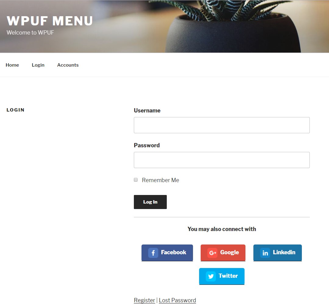 WPUF Social login and Registration in the frontend