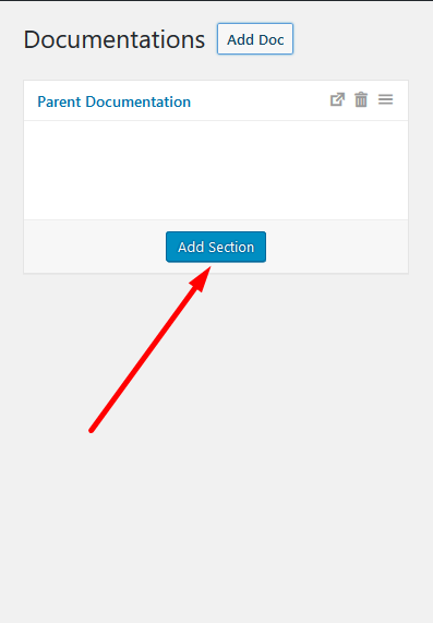 This image shows how to add a section under a parent doc