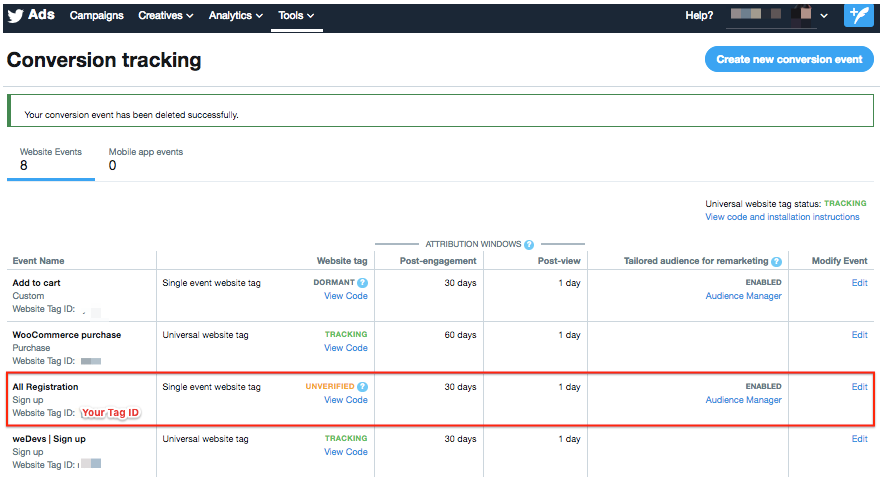 WooCommerce Conversion Tracking Twitter Events