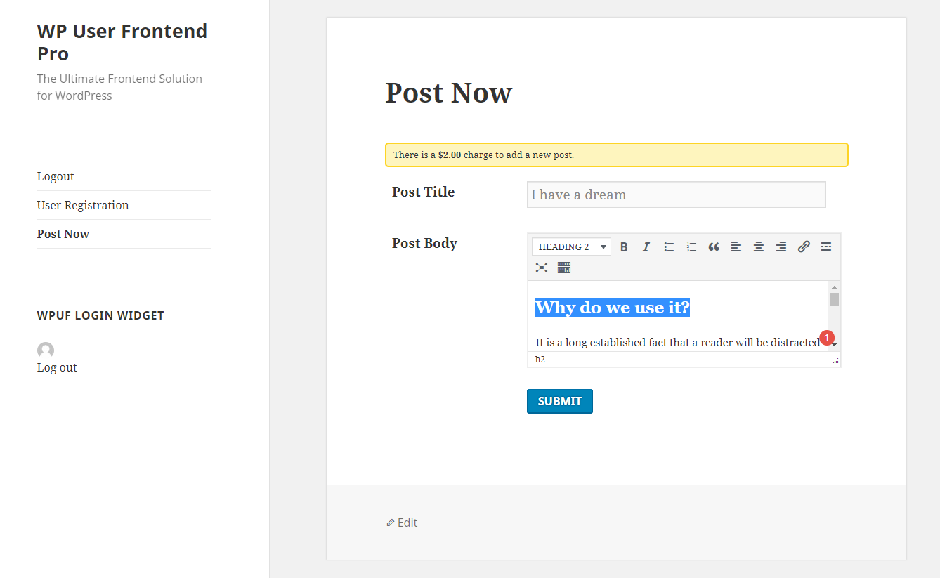 WP User Frontend Tax