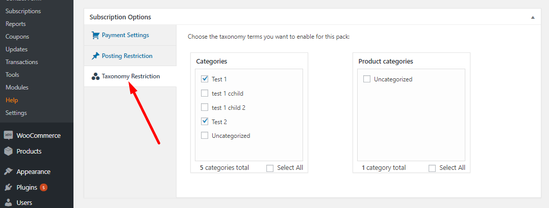 Taxonomy Restriction