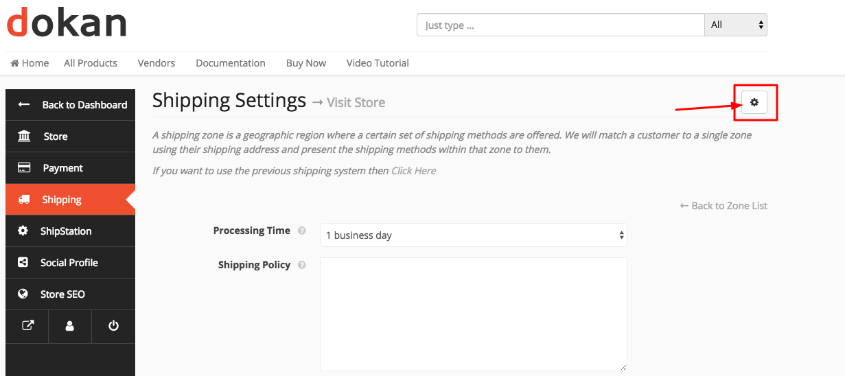 This image shows Shipping policy settings Dokan