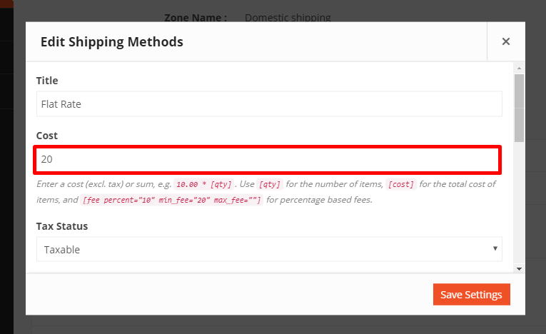 This image shows Dokan shipping configuration options