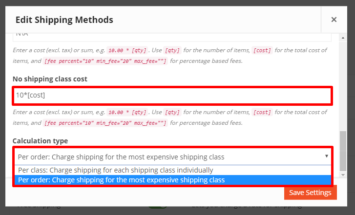 This image shows Dokan shipping configuration options