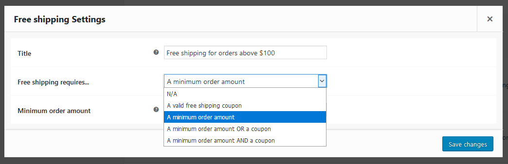 This image shows Dokan minimum order amount option